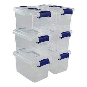 eagrye 6-pack 5 quart plastic storage box with handle, clear storage bin