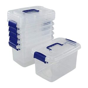 Eagrye 6-Pack 5 Quart Plastic Storage Box with Handle, Clear Storage Bin