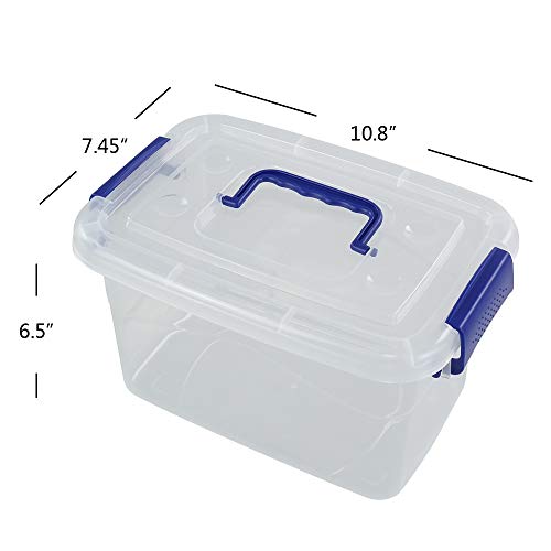 Eagrye 6-Pack 5 Quart Plastic Storage Box with Handle, Clear Storage Bin