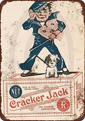 HomDeo Tin Sign 8" x 12" Personalized Wall Decor Metal Signs Vintage for Bar Laundry Room Yard Ranch Pub 1918 Cracker Jack Candy Vintage Look