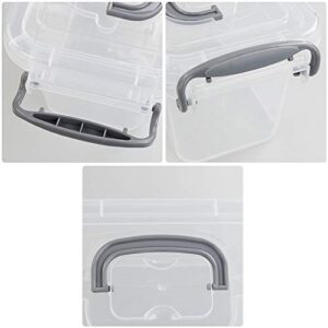 Dehouse Clear Plastic Bins/boxes with Gray Handle, Mini Plastic Storage Box Organizer, 6-Pack, 1.5 Liter