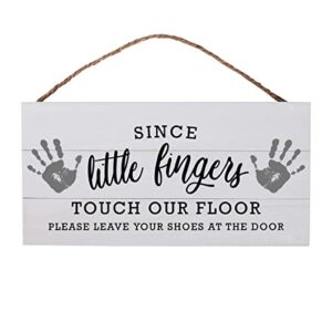 gsm brands little fingers no shoes wood plank hanging sign (13.75 x 6.9 inches)