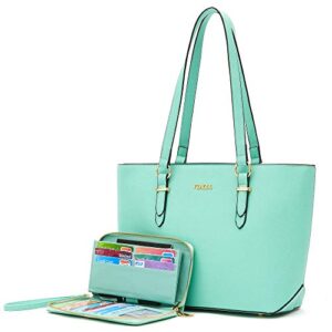 handbags for women large tote shoulder bags top handle satchel purses wallet set 2pcs lightgreen