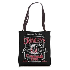 supernatural crowley’s crossroads inn tote bag