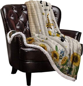 lbdomov warm soft fleece throw blanket, sweet honey bees truck loads gnomes – cozy plush lightweight blanket | winter couch bed sofa decorative microfiber fleece throws, 39″ x 49″