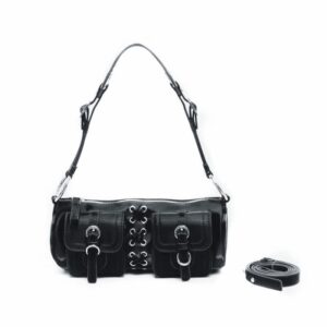 fonettos y2k barrel bag, punk sourpuss gothic shoulder purse cool rock style handbag