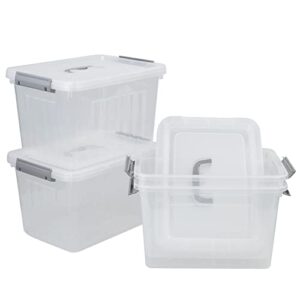 lesbin 4-pack clear plastic storage latch box with lids, 10 l