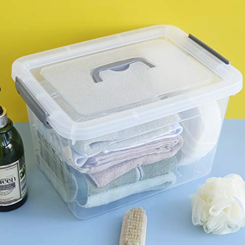 Lesbin 4-Pack Clear Plastic Storage Latch Box with Lids, 10 L