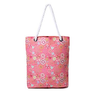 pattycandy coral floral flowers design pattern rope handle womens tote bag