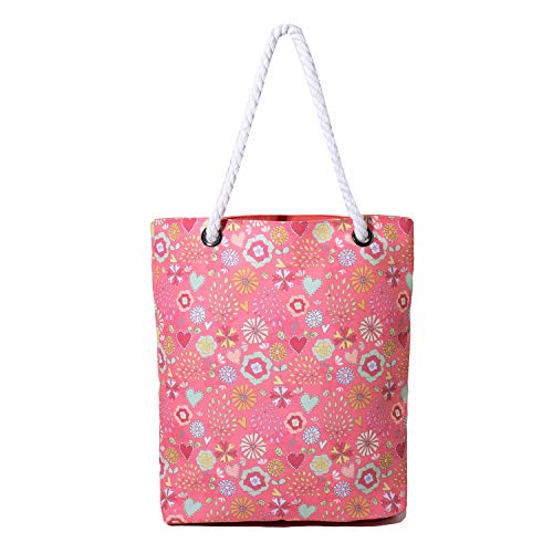 PattyCandy Coral Floral Flowers Design Pattern Rope Handle Womens Tote Bag