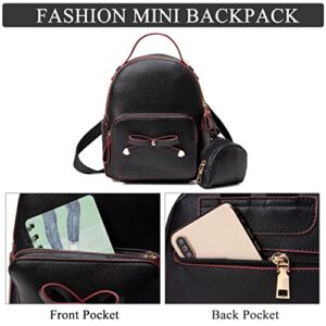 VASCHY Mini Backpack Purse, Cute Small Bow-knot Backpack for Teen Girls,Women and Girls with Detachable Coin Pouch Black