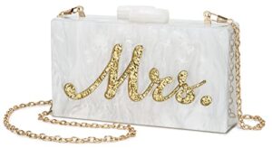 mrs clutch purse women evening bag handbag for bride party white