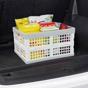Vababa 3-Pack Plastic Stackable Collapsible Storage Crate, 15 L Stacking Folding Storage Basket