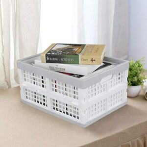 Vababa 3-Pack Plastic Stackable Collapsible Storage Crate, 15 L Stacking Folding Storage Basket