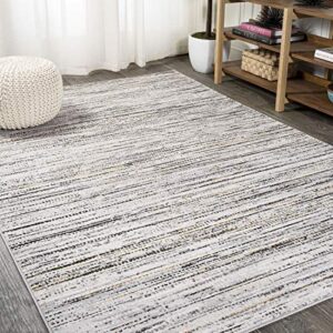 jonathan y sor200a-3 loom modern strie’ indoor area-rug solid striped casual transitional easy-cleaning bedroom kitchen living room non shedding, 3 ft x 5 ft, gray/black