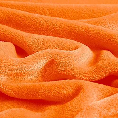 EXQ Home Fleece Blanket Orange Throw Blanket for Couch or Bed - Microfiber Fuzzy Flannel Blanket for Adults or Kids