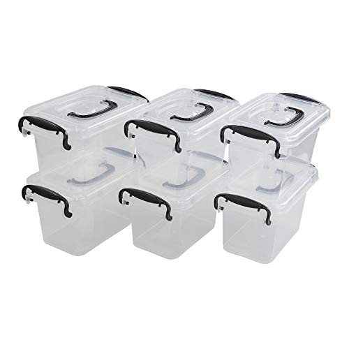 Fiazony Plastic Clear Storage Box, Multi-Purpose Bin with Lid, 1.5 L, 6-Pack