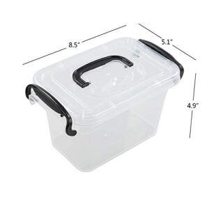 Fiazony Plastic Clear Storage Box, Multi-Purpose Bin with Lid, 1.5 L, 6-Pack