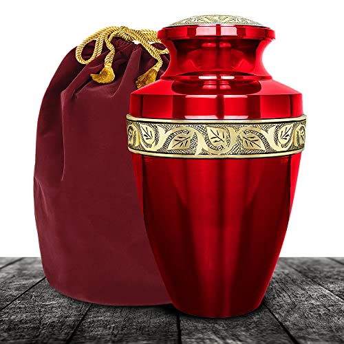 Trupoint Memorials Cremation Urns for Human Ashes - Decorative Urns, Urns for Human Ashes Female & Male, Urns for Ashes Adult Female, Funeral Urns - Red, Extra Large