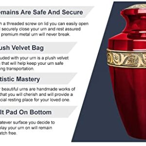 Trupoint Memorials Cremation Urns for Human Ashes - Decorative Urns, Urns for Human Ashes Female & Male, Urns for Ashes Adult Female, Funeral Urns - Red, Extra Large