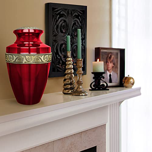 Trupoint Memorials Cremation Urns for Human Ashes - Decorative Urns, Urns for Human Ashes Female & Male, Urns for Ashes Adult Female, Funeral Urns - Red, Extra Large