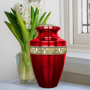 Trupoint Memorials Cremation Urns for Human Ashes - Decorative Urns, Urns for Human Ashes Female & Male, Urns for Ashes Adult Female, Funeral Urns - Red, Extra Large