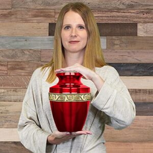 Trupoint Memorials Cremation Urns for Human Ashes - Decorative Urns, Urns for Human Ashes Female & Male, Urns for Ashes Adult Female, Funeral Urns - Red, Extra Large