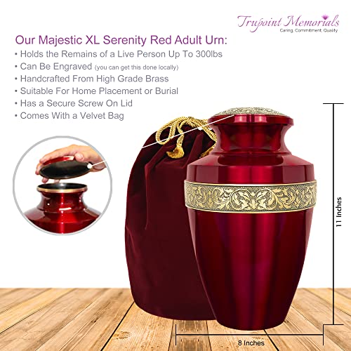 Trupoint Memorials Cremation Urns for Human Ashes - Decorative Urns, Urns for Human Ashes Female & Male, Urns for Ashes Adult Female, Funeral Urns - Red, Extra Large