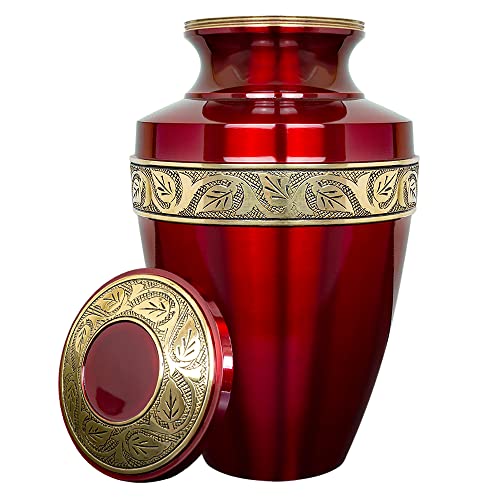 Trupoint Memorials Cremation Urns for Human Ashes - Decorative Urns, Urns for Human Ashes Female & Male, Urns for Ashes Adult Female, Funeral Urns - Red, Extra Large