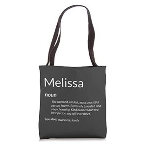 melissa is kind hearted funny name definition melissa tote bag