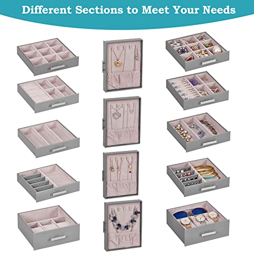 ANWBROAD Jewelry Organizer Box 9-Layer Jewelry Boxes for Women and Girls Jewelry Storage Box for All Necklaces Rings Earrings Bracelet Watches UJJB017H