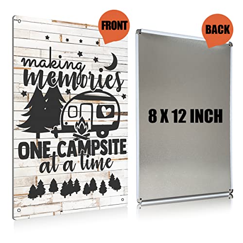 Rustic Camp Quote Making Memories Metal Tin Sign Wall Decor - Positive Camping Sayings Tin Sign for Home Camper Decor Gifts