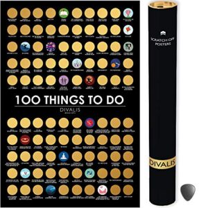 100 Things to Do Bucket List Scratch off Poster - Best Things to Do Scratchable Poster - Motivational Scratch off Poster - Archievements Checklist