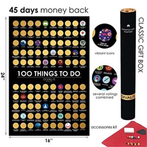 100 Things to Do Bucket List Scratch off Poster - Best Things to Do Scratchable Poster - Motivational Scratch off Poster - Archievements Checklist