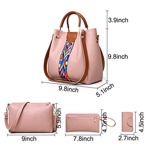 XingChen Handbags and Purse for Women Shoulder Bags Top-Handle Bags Tote Satchel Hobo 4pcs Set(Grey)