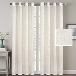 h.versailtex living room linen curtains home decorative nickel grommet curtains privacy added energy saving light filtering window treatments draperies for bedroom, ivory, 2 panels, 52 x 96 – inch