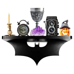 bat shelf gothic decor – gothic bedroom shelf – spooky home decor gifts – floating shelf with hooks – cool wall shelves for bedroom – wall hanging shelves – apartment room decor, home decor accents