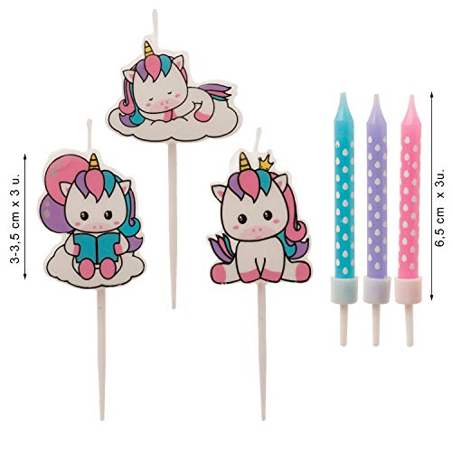 Dekora - Unicorn Birthday Candles Set to Decorate Birthday Cake - 15 Candles