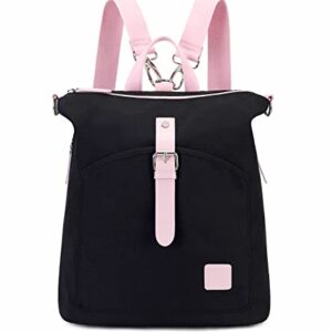 Backpack Purse Women Ladies Fashion Casual Lightweight Shoulder Bag Travel Daypack (29 Black&Pink)