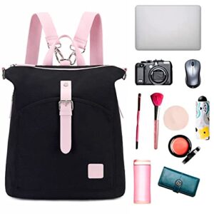 Backpack Purse Women Ladies Fashion Casual Lightweight Shoulder Bag Travel Daypack (29 Black&Pink)