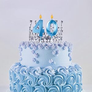 Blue 50th Birthday Candles for Cakes, Number 50 5 Glitter Candle Cake Topper for Party Anniversary Wedding Celebration Decoration