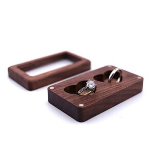 HYFNTEN Wooden Ring Box,Engagement Wooden Heart Ring Box for 2 Rings, Portable Wedding Ring Bearer Box for Wedding