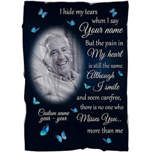 generic memorial blanket missed you more than me – butterflies custom blanket meaningful remembrance fleece throw, deepest grief sympathy gift for loss of father, mother t413 (30×40 inch), 30 x 40 in