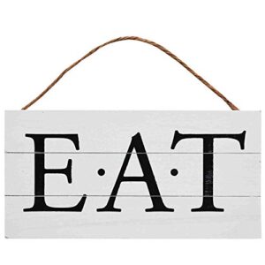 gsm brands eat wood plank hanging sign for kitchen (13.75 x 6.9 inches)