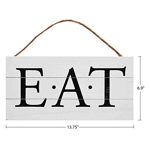 GSM Brands Eat Wood Plank Hanging Sign for Kitchen (13.75 x 6.9 Inches)