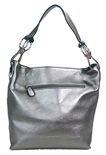 Zzfab Rhinestone Band Hobo Bag Bling Purse Pewter