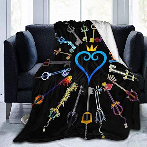 DWgatan Blankets,Thoughtful Uplifting Healing Gift Reversible Fleece Sherpa Comfort Caring Blanket Throw ，Kingdom Hearts Keyblades Ultra-Soft Fleece Flannel Velvet Plush Throw Blanket-80 x60