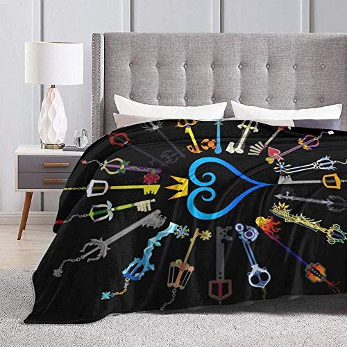 DWgatan Blankets,Thoughtful Uplifting Healing Gift Reversible Fleece Sherpa Comfort Caring Blanket Throw ，Kingdom Hearts Keyblades Ultra-Soft Fleece Flannel Velvet Plush Throw Blanket-80 x60