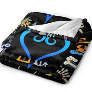 DWgatan Blankets,Thoughtful Uplifting Healing Gift Reversible Fleece Sherpa Comfort Caring Blanket Throw ，Kingdom Hearts Keyblades Ultra-Soft Fleece Flannel Velvet Plush Throw Blanket-80 x60