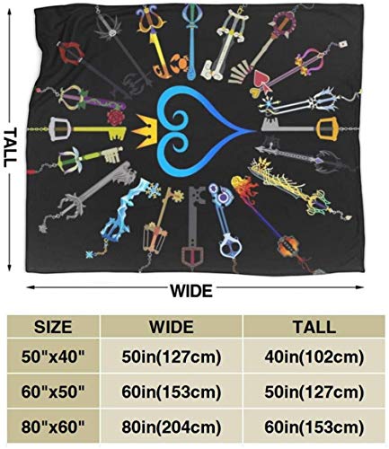 DWgatan Blankets,Thoughtful Uplifting Healing Gift Reversible Fleece Sherpa Comfort Caring Blanket Throw ，Kingdom Hearts Keyblades Ultra-Soft Fleece Flannel Velvet Plush Throw Blanket-80 x60